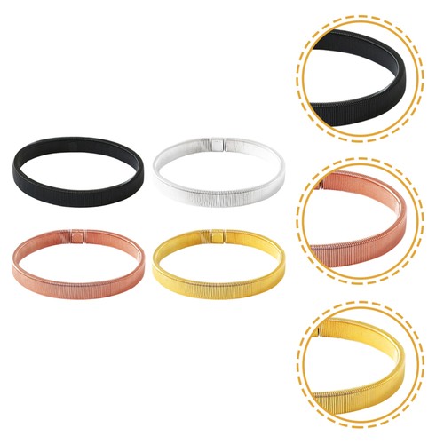 4 Pcs Metal Spring Bracelet Man Stretchy Armband Garter Cuff Bangle - Picture 7 of 12