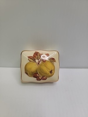 ROYAL WORCESTER PALISSY FRUIT PATTERN TRINKET BOX.. 2 X 2 1/4 Inches. 
