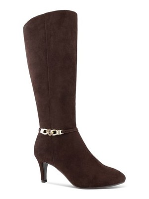 KAREN SCOTT Womens Choco Brown Chain Hanna Almond Toe Sculpted Heel Boots 7 M