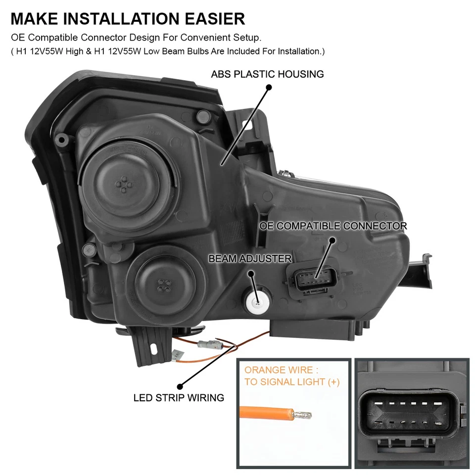 Fits 2003-2007 Cadillac CTS Halo Projector Headlights Switchback LED Signal Tube Foto 4 de 4