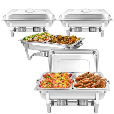 4x Chafing Dish Speisenwärmer Buffet Bankett Catering Warmhaltebehälter 1/2 GN