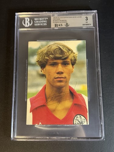 1983 Ajax Ajacied Player Card Marco van Basten Signed RC Rookie BGS 3 w/ 7 Auto