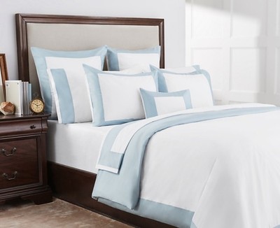 Sferra Casida 3160 Full/Queen Duvet Cover And Standard Sham Pair White/Poolside