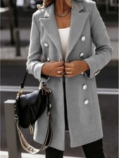 Womens All Season Coat Double Breasted Soft Elegant Fashion Open Design Jacket