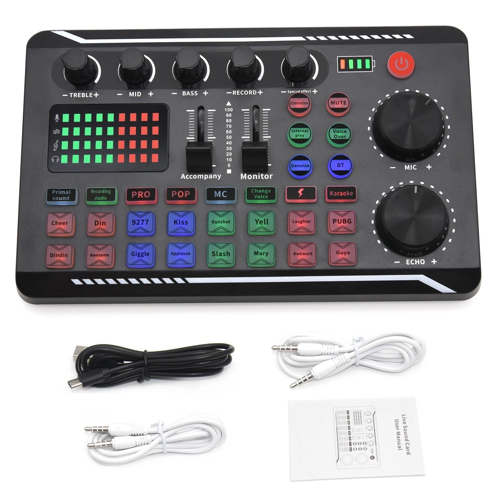 Live Sound Card  Microphone Mixer Voice Changer Audio Mixer for Live Streaming