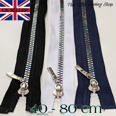 1 x Regenbogen Zähne Reißverschluss Nr 5 Kunststoff Chunky Zip Open End versch. Größen