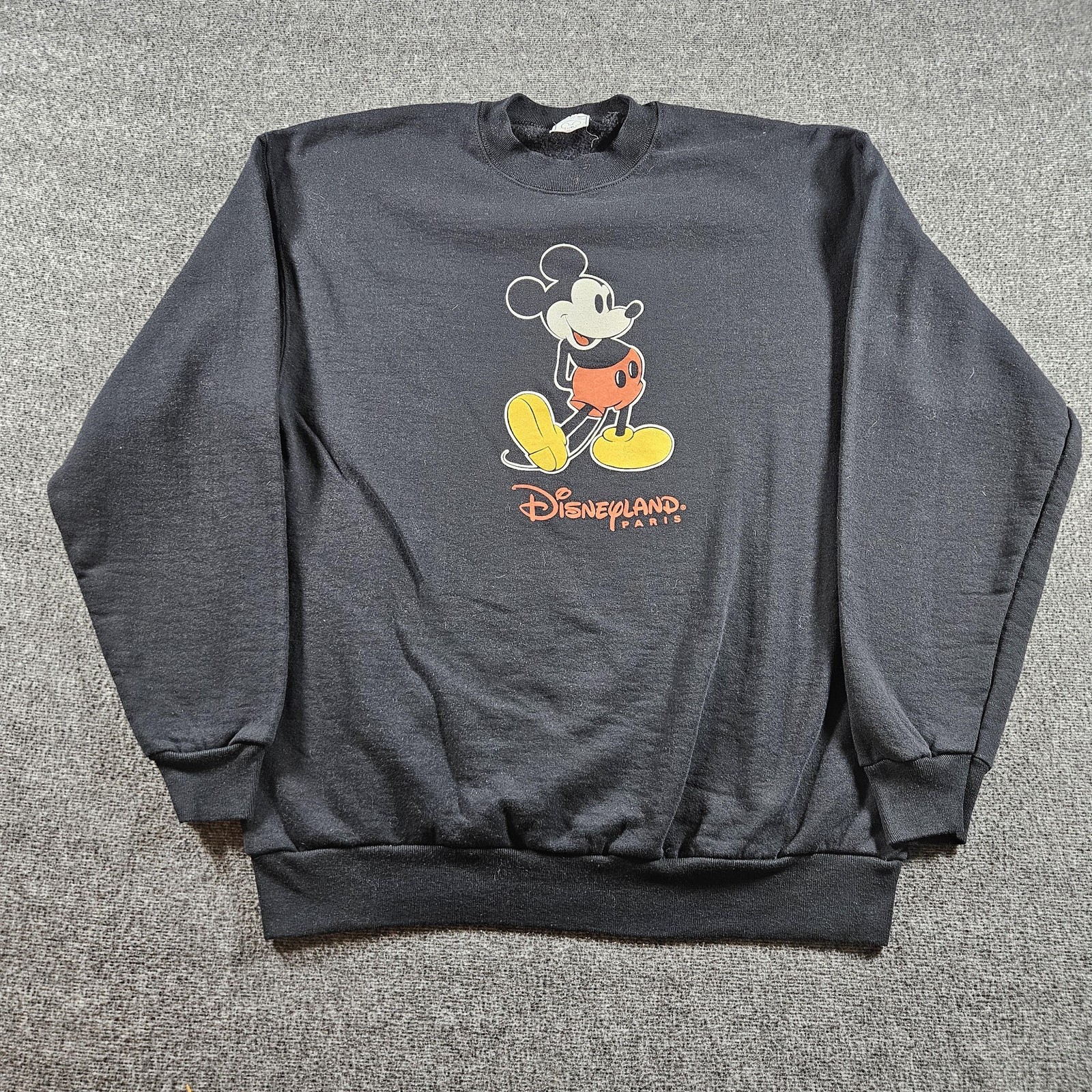 Vintage Mickey Mouse Disneyland Paris Sweatshirt Mens XL Black Disney 90s