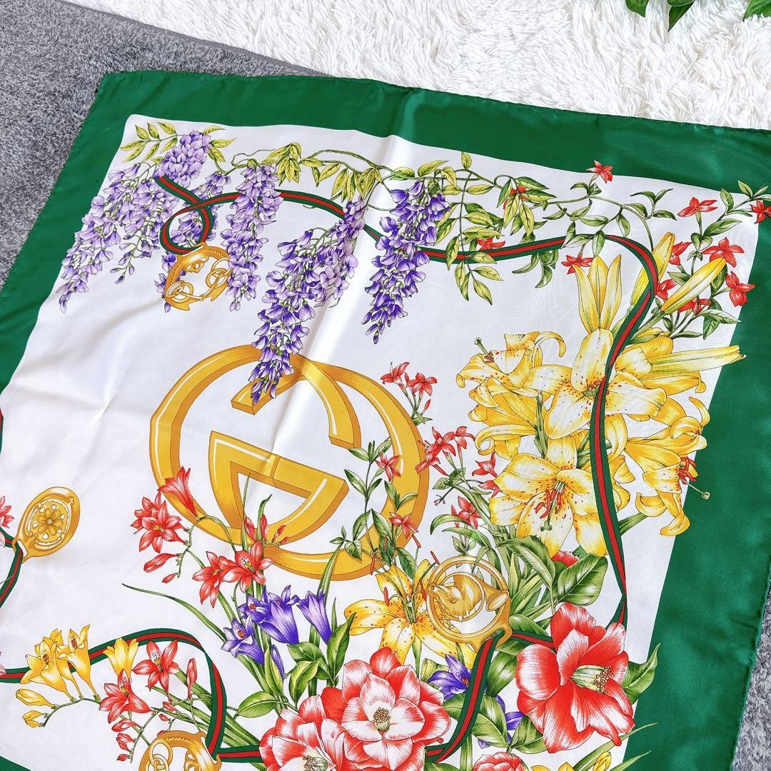 Good condition Gucci scarf interlocking floral pa… - image 6