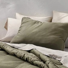 King Euro Heavyweight Linen Blend Lumbar Decorative Throw Pillow Olive Green -