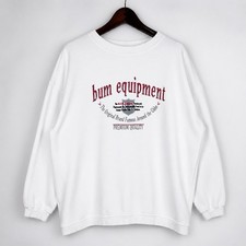 Vintage B.U.M. Equipment Sweatshirt White Embroidered Logo USA Made Mens M