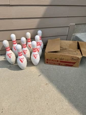 Lot Of 8 Vintage Vultex II 328 Surlin Plastic Coated Bowling Pins With Box