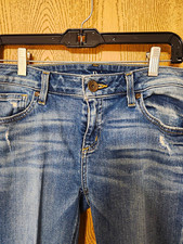 A.N.A Women's Blue Skinny High Rise Jeans With Ripped Knee