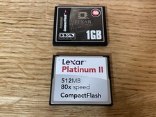 Lexar 1GB CF  512 MB Compact Flash Camera Memory Cards Lot Of 2