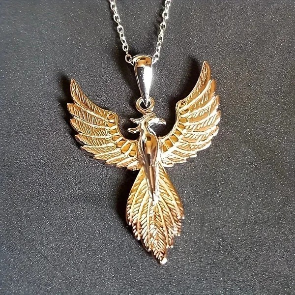 Alternate view of Gold Plated Phoenix Pendant Necklace