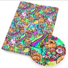 Rainbow Girl cartoon 100 Cotton fabric 18"x55" 1290411 Bright vibrant colors