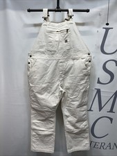 Women s Carhartt White Denim Jeans Carpenters Bib Overalls Loose Fit Size XXL