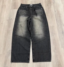 Baggy Skater Jeans Y2K Style Stone Sandwash 34x31 Korea No Faith Jnco Like Emo