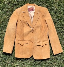 Vintage Pioneer Wear Tan Brown Color Suede Leather Jacket Size 14