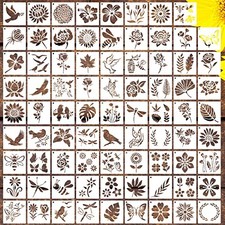80 Pcs 4 x 4 Inch Stencils for Painting on Wood, Reusable Butterfly Bird Flower