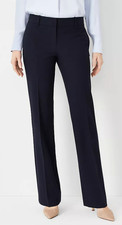 NEW ANN TAYLOR DEEP NAVY SKY CURVY FIT SEASONLESS STRETCH TROUSER PANTS SZ 18