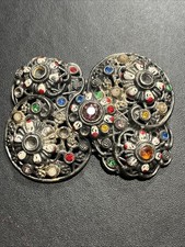 Vintage Rhinestone Filigree Belt Sash Buckle 2 Piece As Is Parts Repair Unsigned