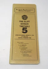 Saint Louis Southwesstern Railway Co. Timetable #5 Pine Bluff Division 1984 60pg