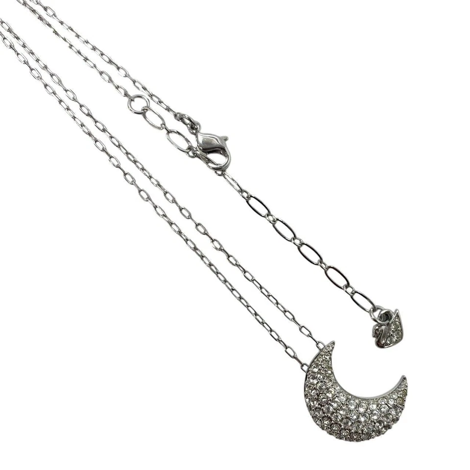 РЕДКИЙ SWAROVSKI Луна ожерелье полумесяц Луна кристалл Pave серебро женщин подлинный - Изображение 4 из 4