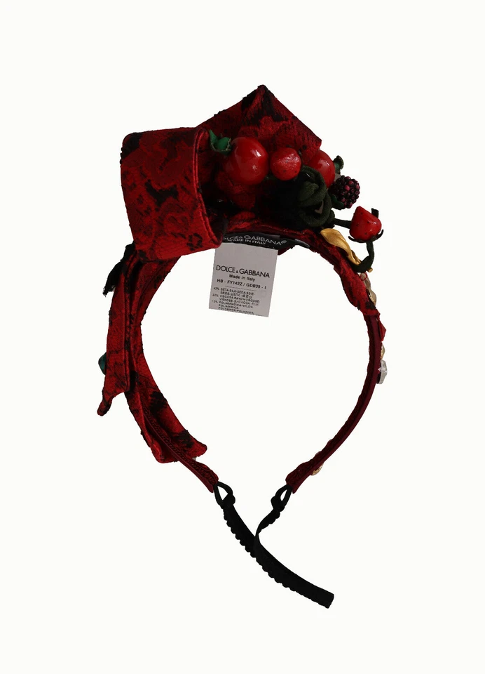 Diadema DOLCE & GABBANA Tiara Cereza Seda Cristal Lazo Logo PVP $1000 Foto 3 de 4