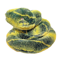 Aurora Coiled Snake Constrictor Plush Stuffed Animal 54" Long Green Yellow Eyes