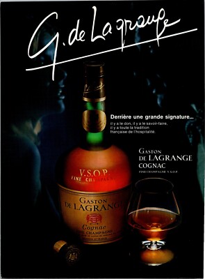 1973   Gaston De LAGRANGE COGNAC FRENCH Print Ad    1970s Rare France ADV-71