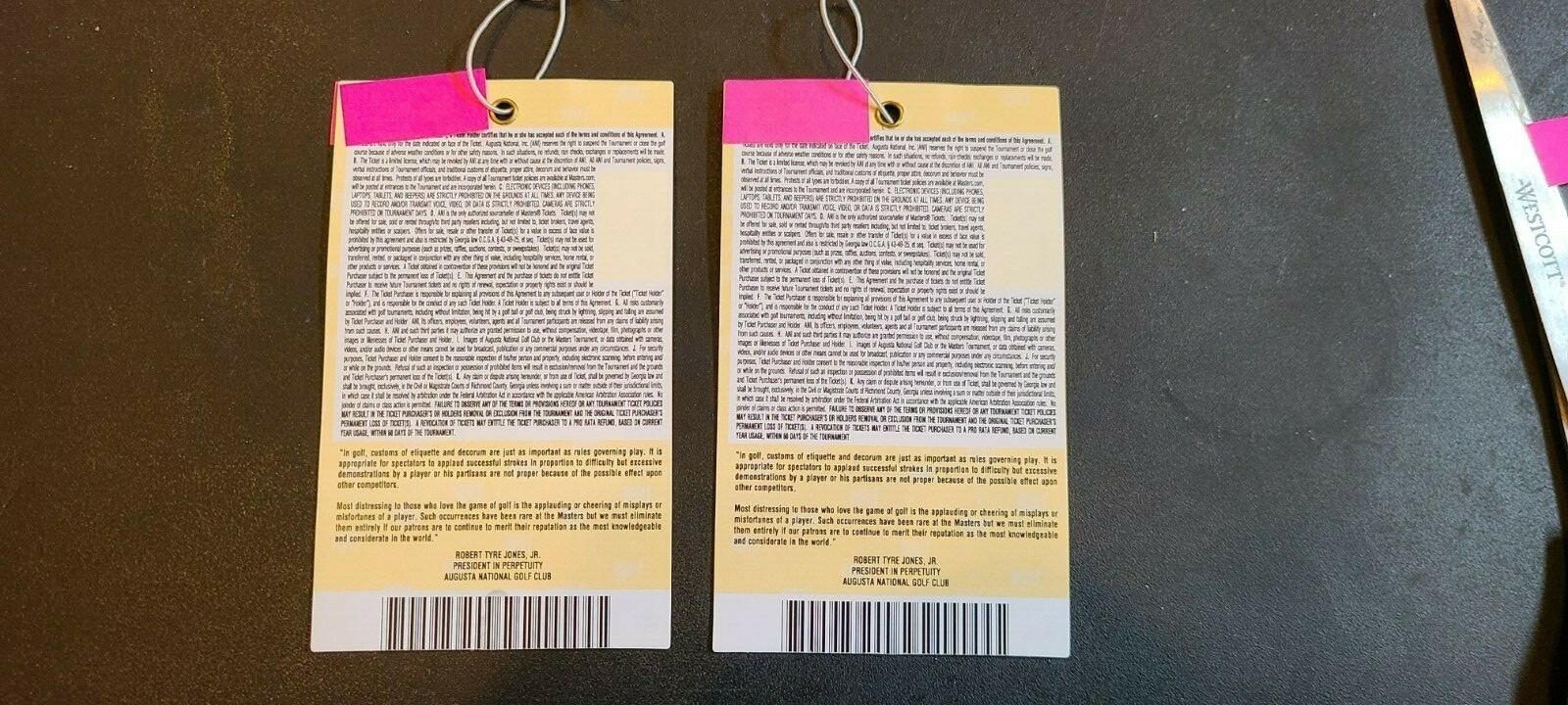 Tickets For Practice Rounds Lot of (2) April 2020 Augusta MASTERS Golf TICKETS BADGES Tuesday ...