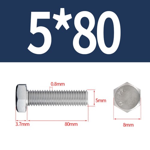 HEXAGON HEAD SET SCREWS A4 STAINLESS STEEL FULLY THREADED BOLTS M3 M4 M5 - Picture 37 of 39