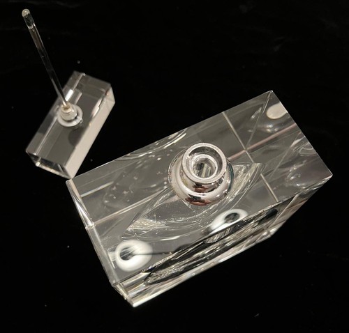 Botella de perfume grande de cristal transparente burbuja cuadrada Tizo con tapón Dauber 4”x4”x2” - Imagen 14 de 14