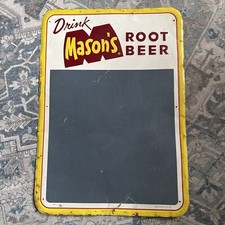 Vintage Drink Mason’s Root Beer Embossed Metal Chalkboard Sign 27.5” By 19.5”