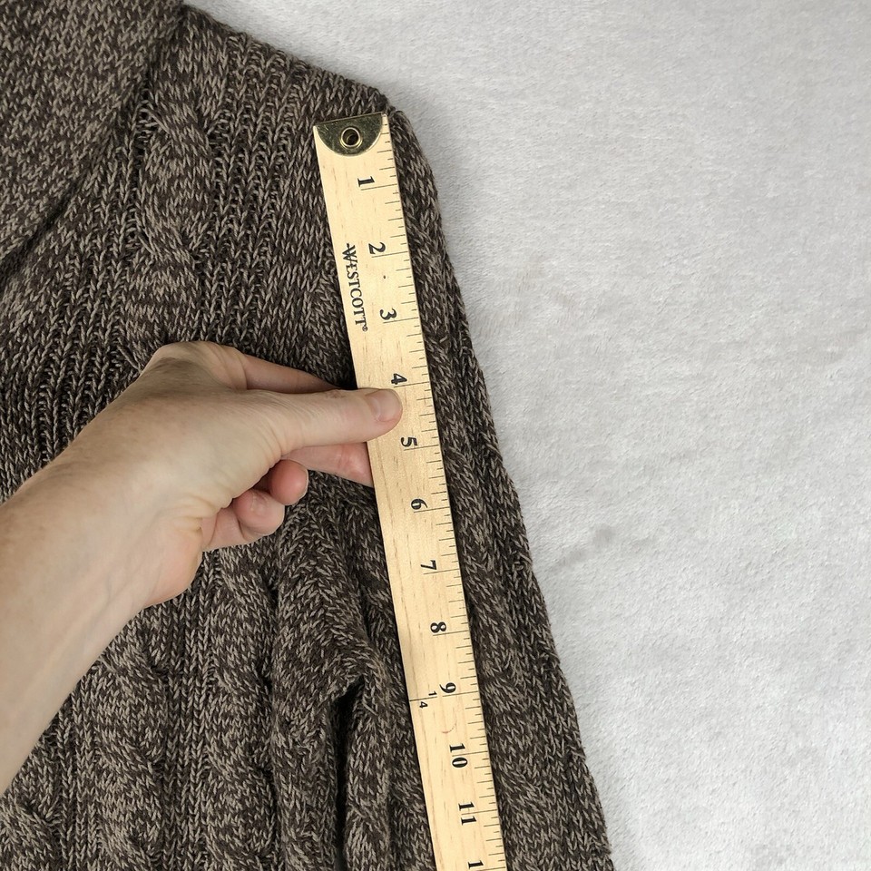 LRL RALPH LAUREN JEANS CO Cardigan Sweater Women's L Brown Cotton Shawl