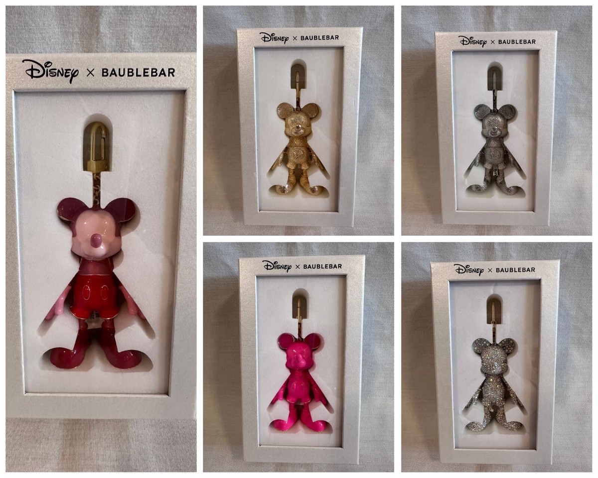 Baublebar X Disney Mickey Mouse Bag Charm NIB Keychain Pink, Gold, Silver,  Jewel