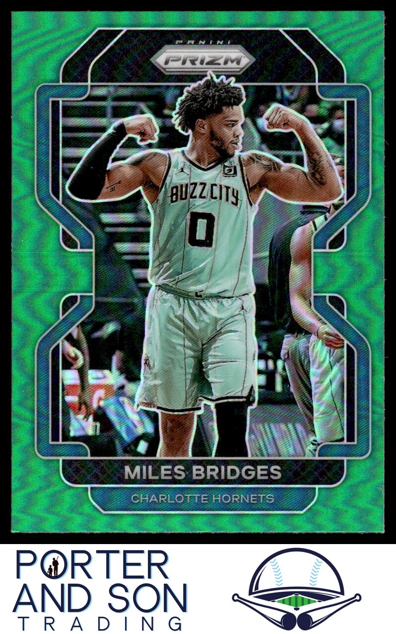 Miles Bridges 2021-22 Panini Prizm Green #132 Charlotte Hornets