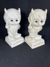 VTG American Greetings Corp 70s You Tempt Me 6" Mini Devil W/ Pitchfork Statue