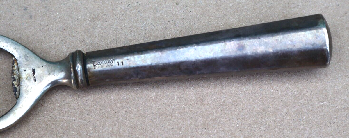 VINTAGE CARTIER STERLING SILVER HANDLE HOOKED BOTTLE CAN OPENER