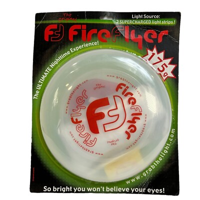 Original FireFlyer Nighttime Disc 175g Light Glow Dark RARE Frisbee Style Toy