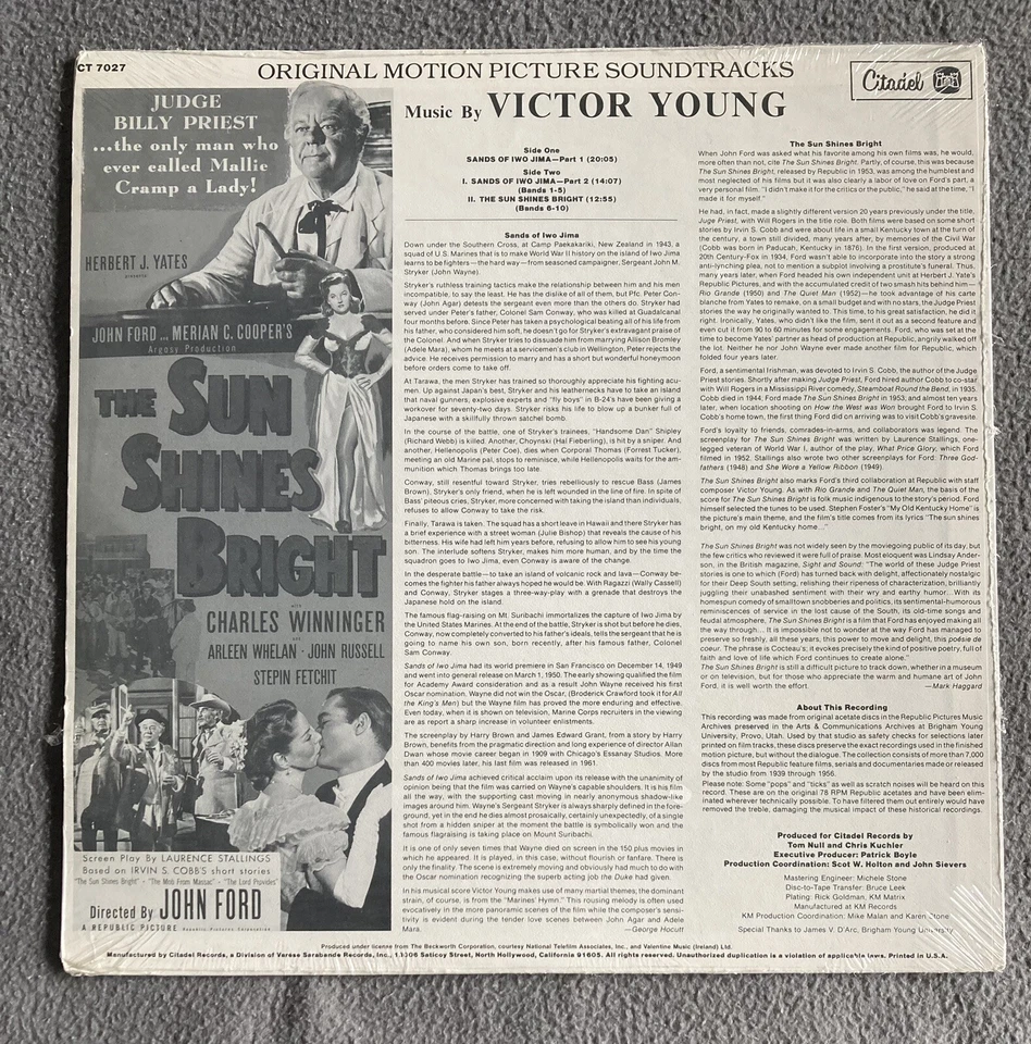 Victor Young – Sands Of Iwo Jima / The Sun Shines Bright Citadel Sealed Vinyl LP - Image 2 of 2
