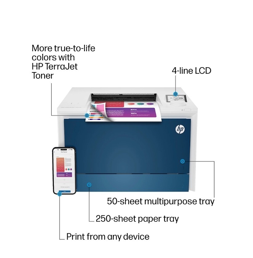 HP LaserJet Pro 4201dw Wireless Color Laser Printer eBay