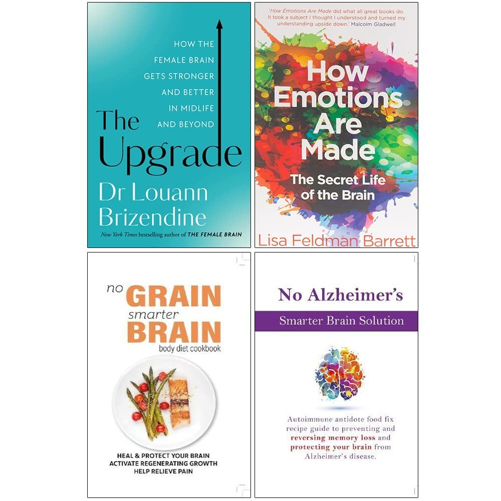 Set of 4 Books The Upgrade, How Emotions Are Made, No Alzheimer's Smarter Brain