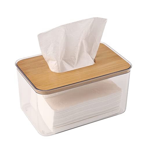 Acrylic Tissue Box, Acrylic Dryer Sheet Holder for Laundry Room, 1 Transparent - Imagen 1 de 7