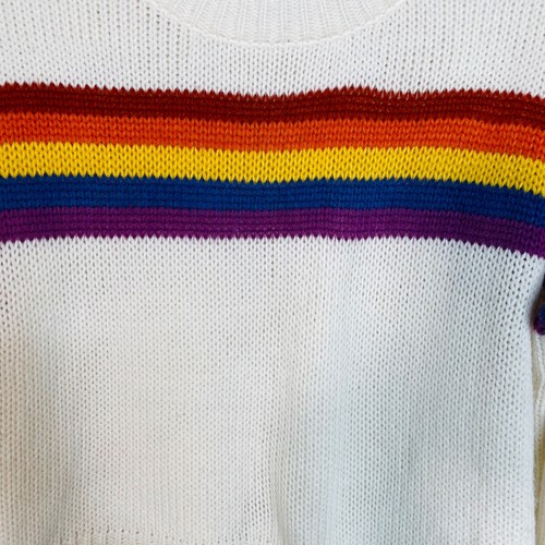 Maglione Forever 21 crema arcobaleno righe panna piccolo oversize crop taglia small - Foto 6 di 6