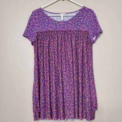 Matilda Jane Walking On A Cloud Purple Floral Top Size Medium Short Sleeve
