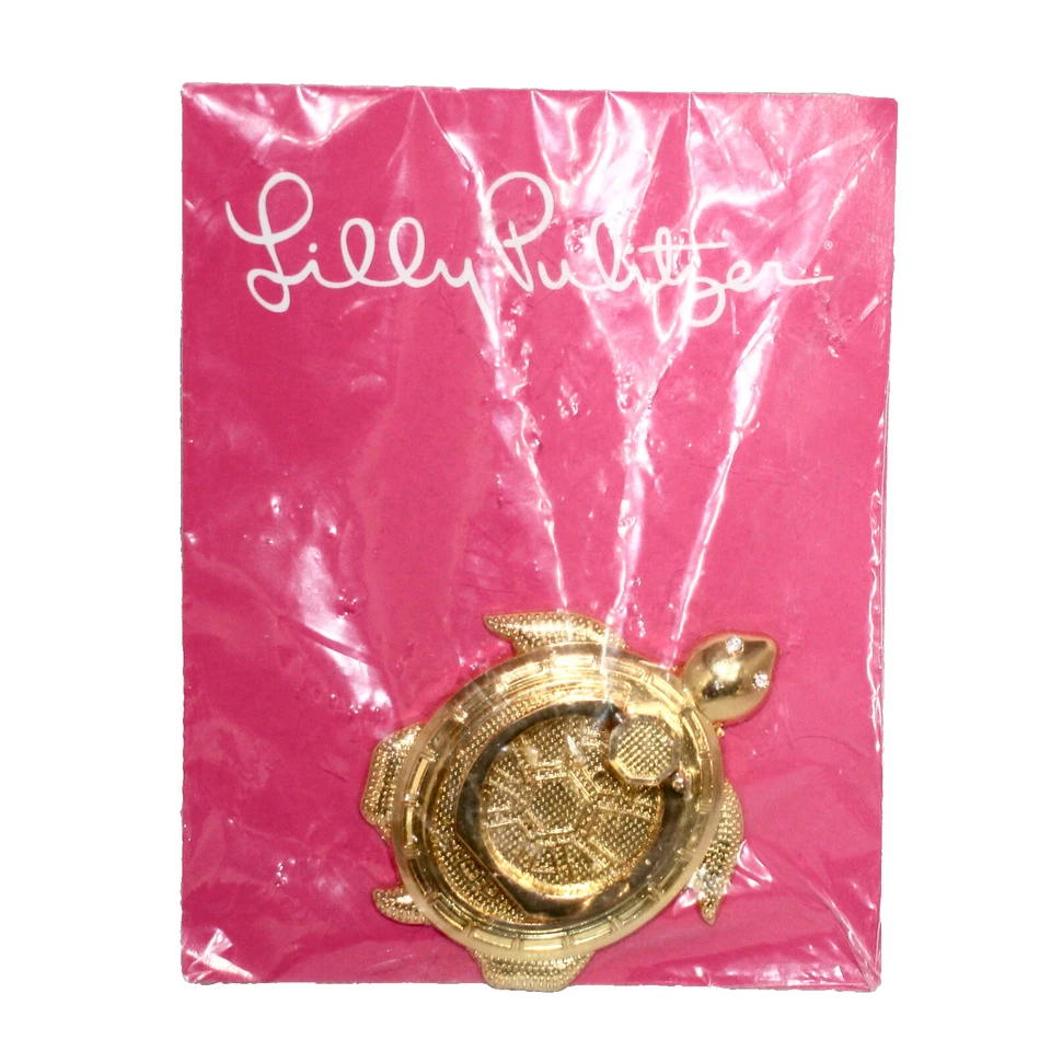 Anillo Teléfono LILLY PULITZER GWP Critter Metálico Dorado Tortuga Cristal Ojos 001557 Foto 2 de 4