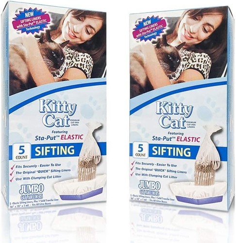 Kitty Cat Pan Disposable Elastic Sifting Liners- 5-Pack + 1 Solid Transfer-2Pack - Picture 7 of 11
