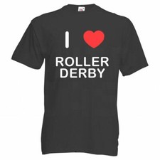 Roller Derby I Love T Shirt Tee Adult Crew Neck Short Sleeved