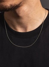 Real 925 Sterling Silver Mens 1mm Curb Cuban Chain Necklace - All Sizes